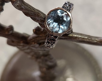 Vintage Blue Topaz Ring PZ Israel 7.75