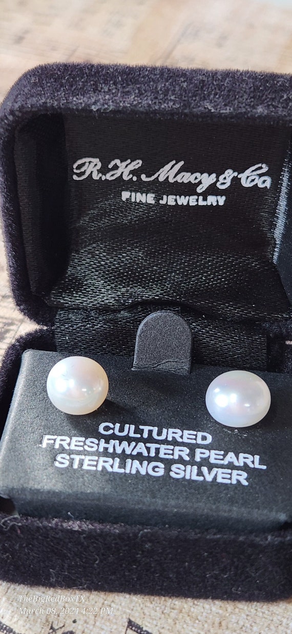 Macy's Cultured Large Pearl Earrings, Sterling