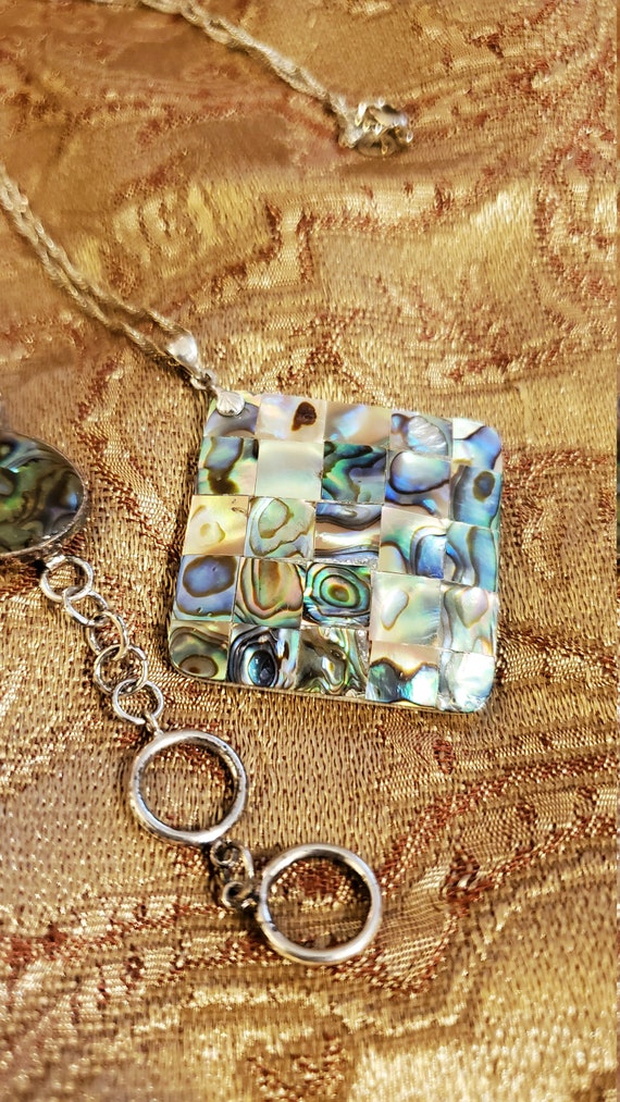 Exquisite Vintage Large Abalone Pendant on Sterlin