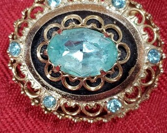 MCM Coro Brooch Blue Topaz