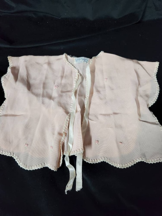 Antique Baby Gown. Hand Stitched, Pink Silk Baby … - image 8