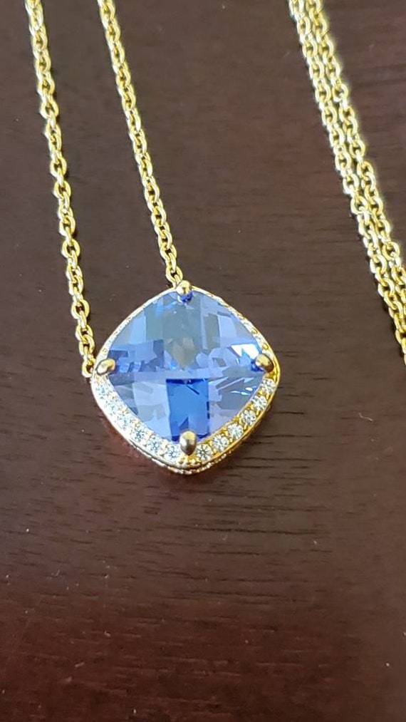 Gorgeous Large Tanzanite and Crystal Pendant Neckl