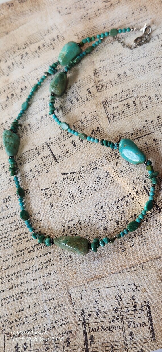 Vintage Natural Turquoise Necklace, Southwestern, 