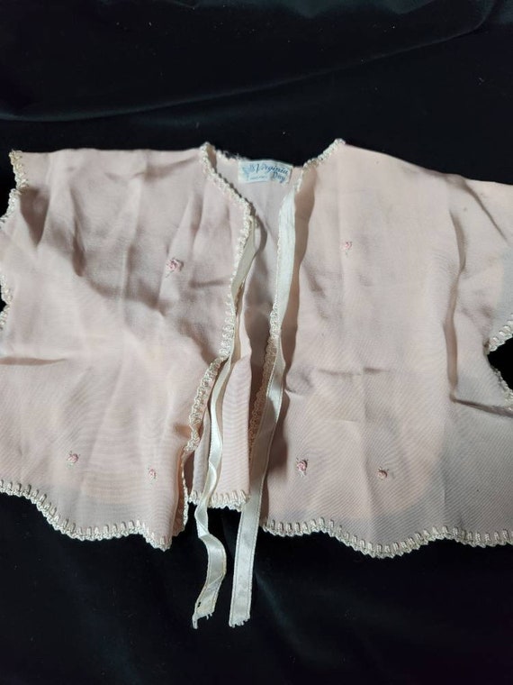 Antique Baby Gown. Hand Stitched, Pink Silk Baby … - image 1