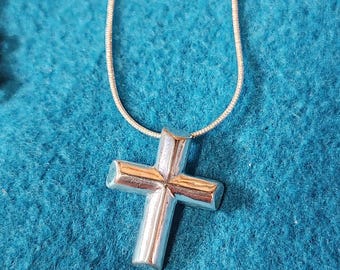 Christian Cross Necklace Sterling Silver Modernist