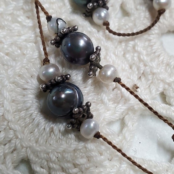 Vintage Tahitian Pearl and Cream Pearl Necklace, … - image 3