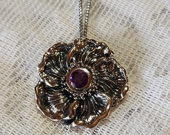 Sterling Silver Amethyst Flower Necklace PZ Israel