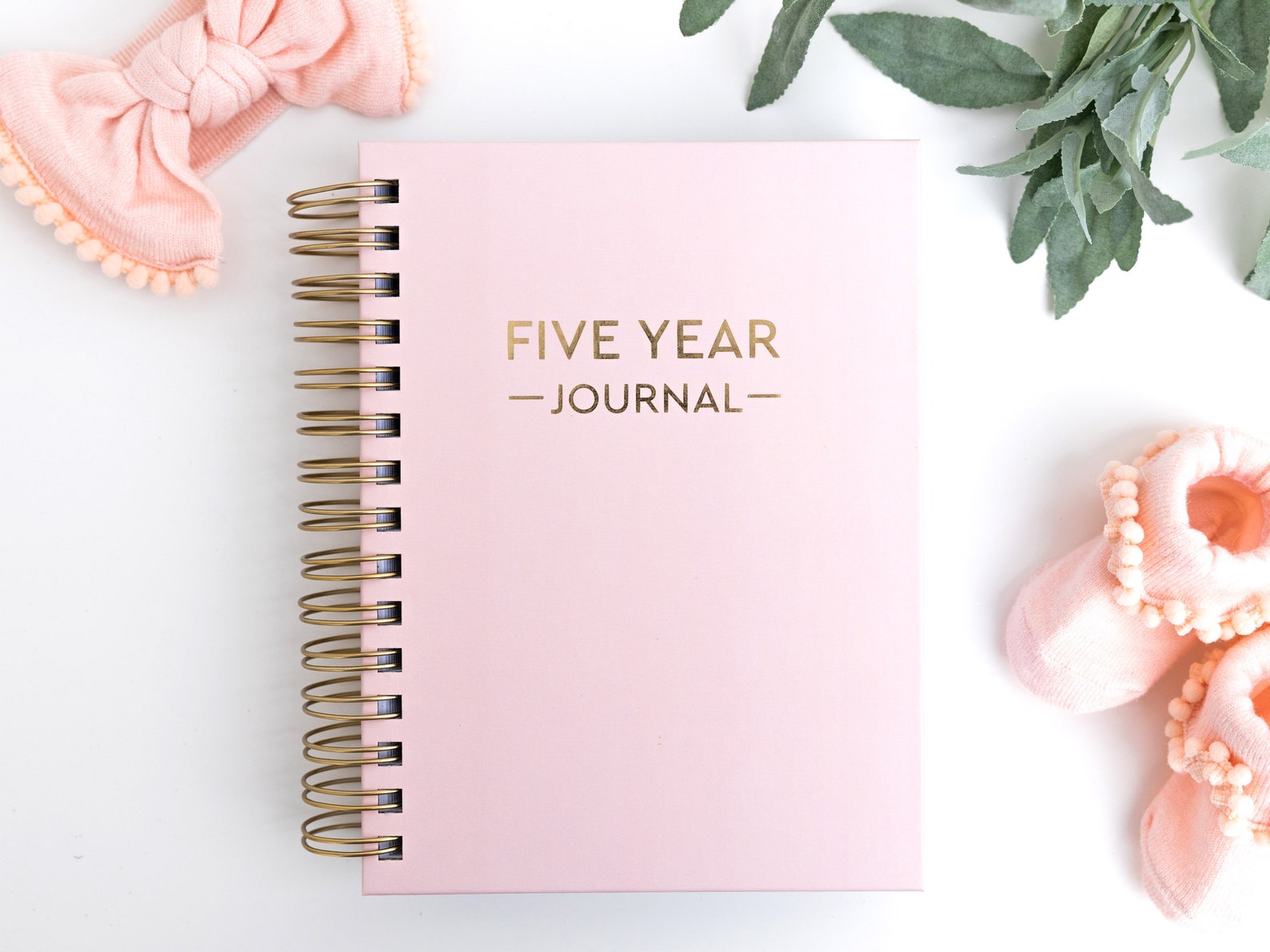 5 Year Journal Gift Set Blush Pink Spiral Bound Daily Etsy