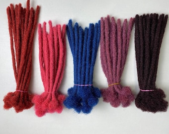 100% Handmade Human Hair Dreadlock Extensions. 10 locs per bundle. Variety of colors, Dyed