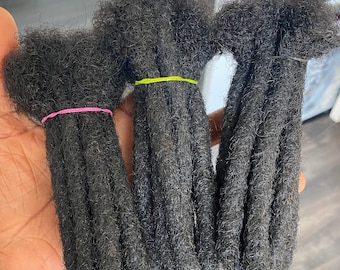 Wick Locs, Handmade Human hair Dreadlocks Extensions. Natural color 10 Locs per Bundle-Wick Loc, Large Sharpies