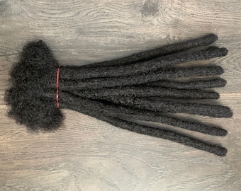 100% Handmade Human Hair Dreadlock, Natural Color(1B) Extensions. 10 Locs per Bundle.