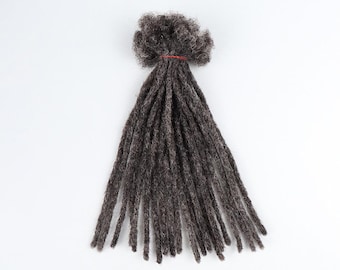 100% Handmade Salt and Pepper Human Hair Dreadlock Extensions. Permanent dreadlocs 10 Locs per Bundle.