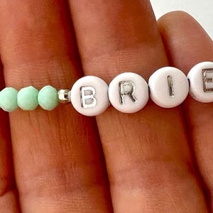 Personalized Name Bead Bracelet: Silver Lettering, Custom Stacking Jewelry