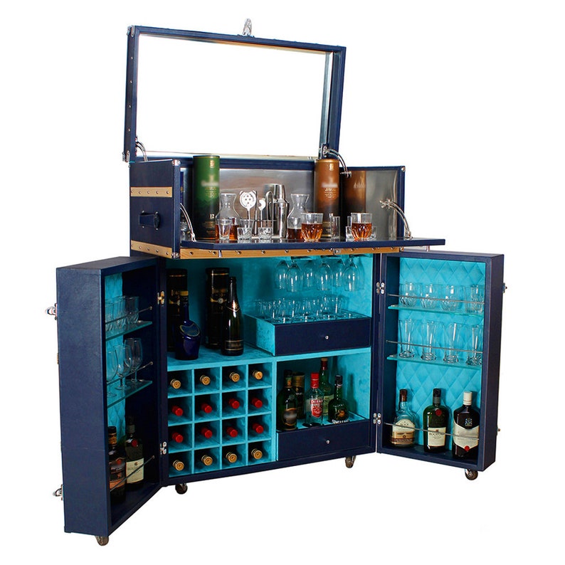 Handcrafted Customized Leather Bar Chest Wooden Bar Etsy