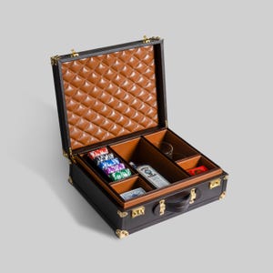 Maletín de póker, organizador de juegos, caja de póker, maletín de cuero, organizador estético, maletín de juego, maletín de juego de cartas, maletín clásico