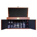 Customized Handmade Brown Genuine Leather Bar Cabinet, Liquor Wood Wine Holder product logo
