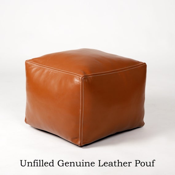 Moroccan square Pouffe red square pouf handcrafted genuine leather