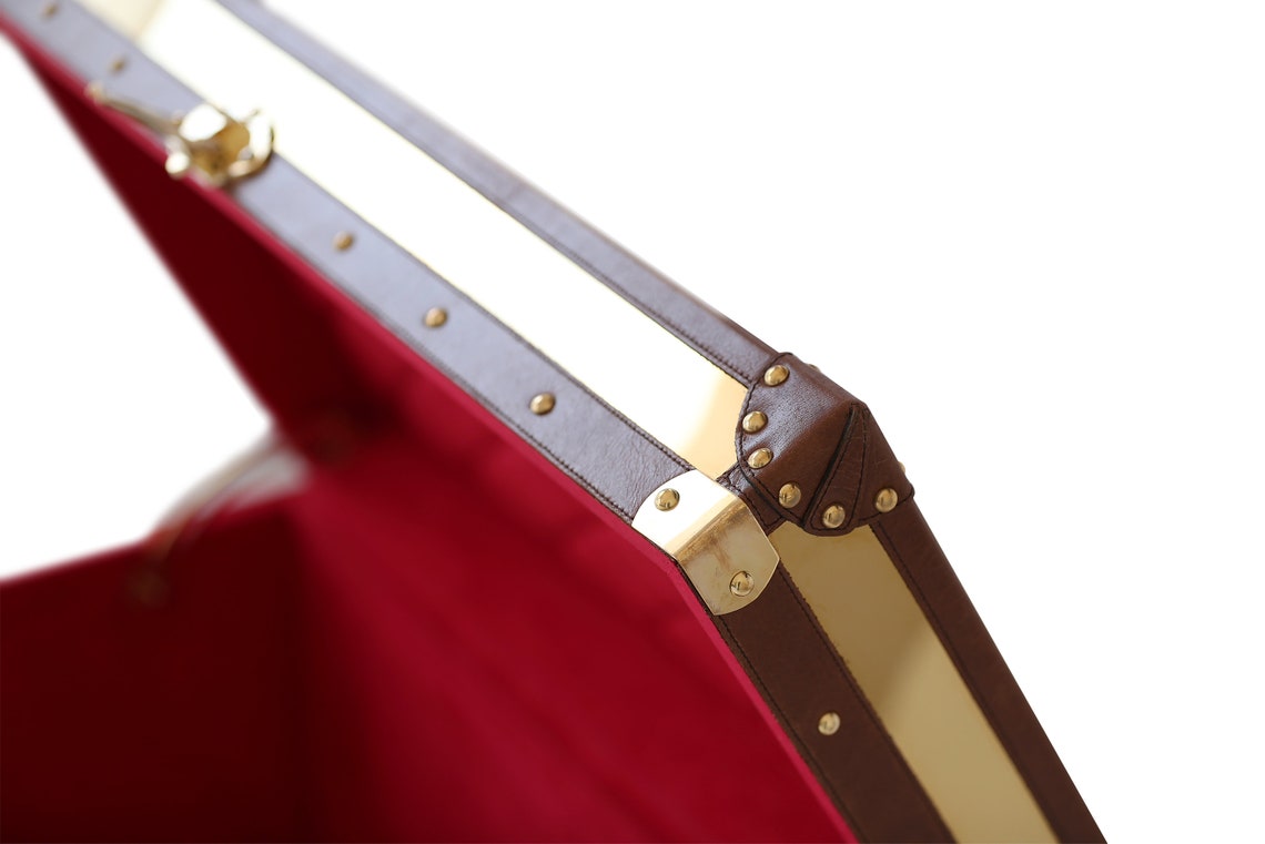 Large Golden Wooden Brass Storage Trunk/ Coffee Table Trunk/ Etsy