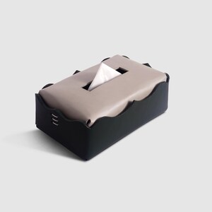 Dual Base Tissue Box, grün und grau, echtes Lederbox, Mehrzweck-Tuchpapierhalter, Papierserviettenhalter, Luxus-Gewebebox