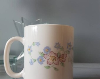 Pair of Arcopal Floral Coffee Cups made in France Pair of Arcopal Floral Coffee Cups made in France