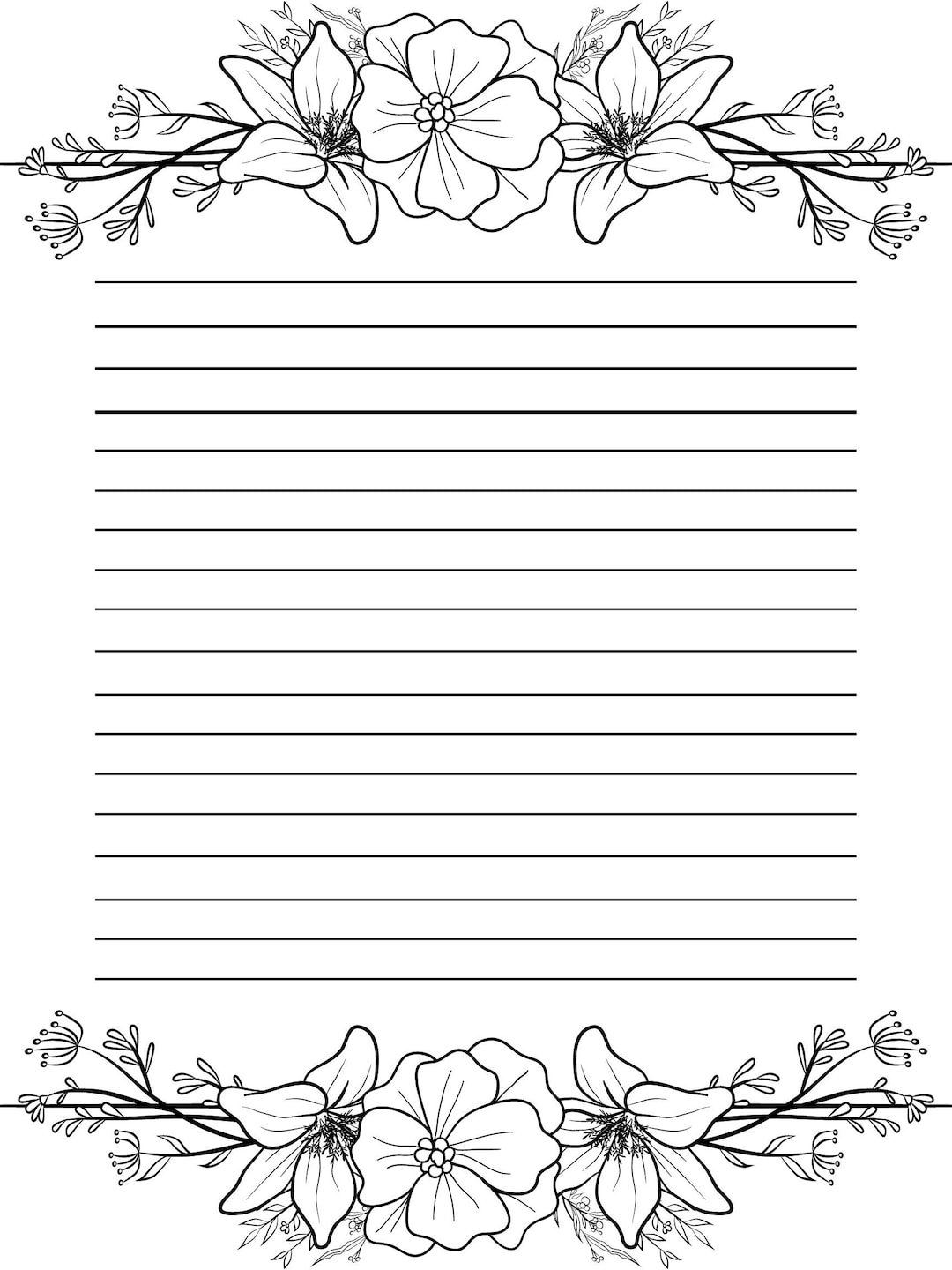 Printable Floral Lined Paper - Etsy