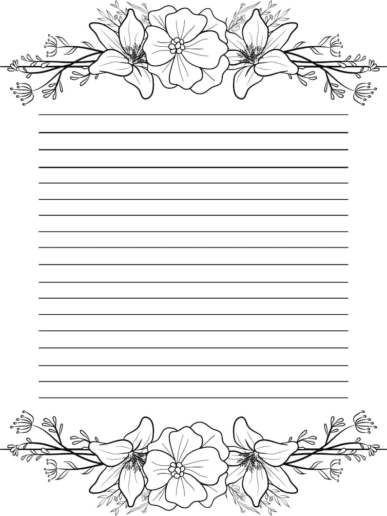 Printable Floral Lined Paper - Etsy