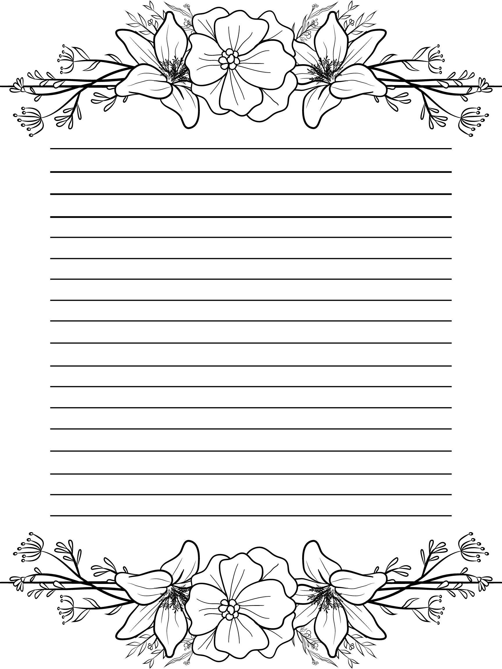 Printable Floral Lined Paper - Etsy