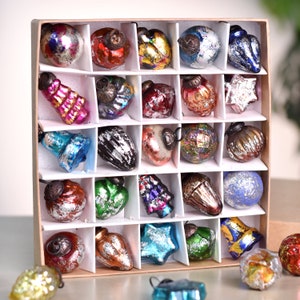 50 Piece Glass Christmas Ornaments-Retro Christmas Tree Ornaments-Multicolor Christmas Decorations-Tiny Ornaments- Christmas Balls with Box