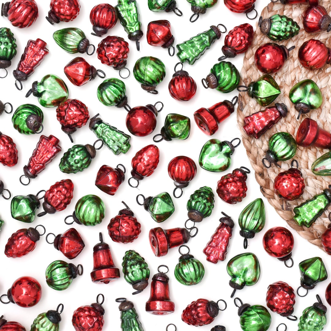 200 Pieces Red Green Glass Christmas Ornament Green Christmas Etsy