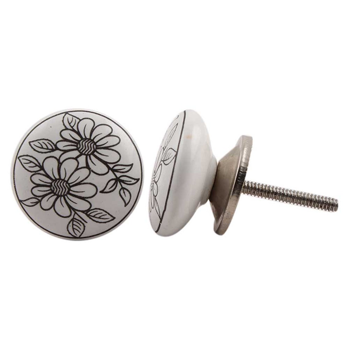 Artesanía Blanco Negro Girasol Plano Cerámico Artístico Cajón | Etsy