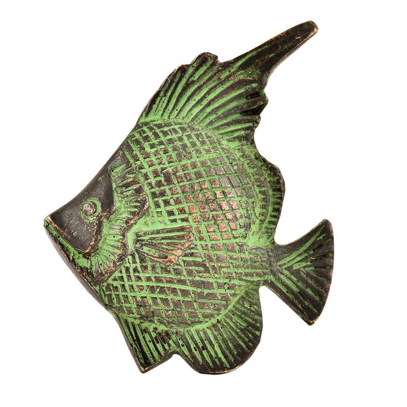 Handicraft Fish Shape Brass Antique Artistic Drawer Knobs Cabinet Dresser Pulls Vintage Wardrobe Handles Decorative Designer Handmade