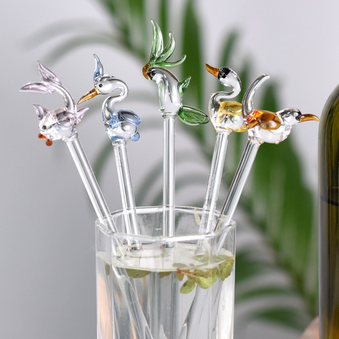 6 Pieces Glass Stirrer Sticks Swizzle Sticks for Cocktail Glass Glass