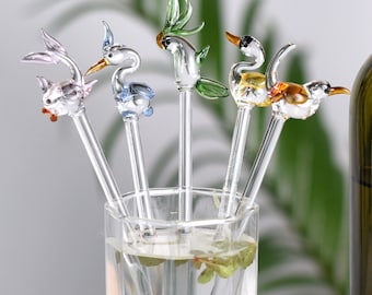 6 Piece Glass Stirrer Sticks- Swizzle Sticks for Cocktail Glass- Glass Sticks- Glass Stirrer- Stirrer for Cocktails Glass- Reusable Stirrer