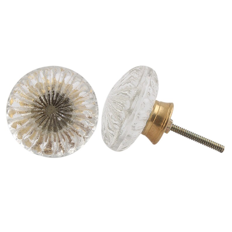 Handicraft Old PinkClear Big Daisy Glass Top Vintage Drawer Door Knobs Designer Dresser Cabinet Pulls Handmade Decorative Wardrobe Handles