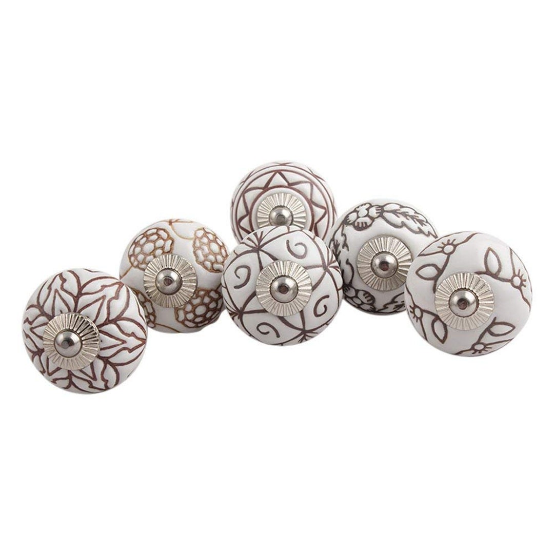 Assorted Mix Knobs Brown Knobs White Drawer Knobs Etsy