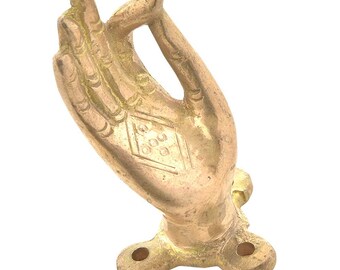 Handmade Brass Buddha Abhaya Mudra Golden Vintage Door Drawer Handles Handcrafted Dresser Cabinet Pulls