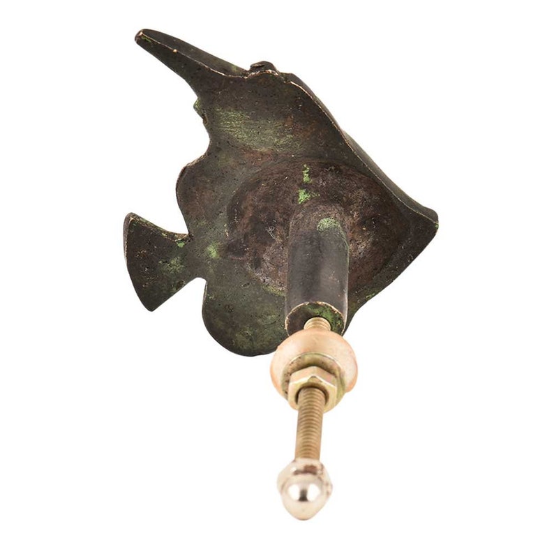 Handicraft Fish Shape Brass Antique Artistic Drawer Knobs Cabinet Dresser Pulls Vintage Wardrobe Handles Decorative Designer Handmade