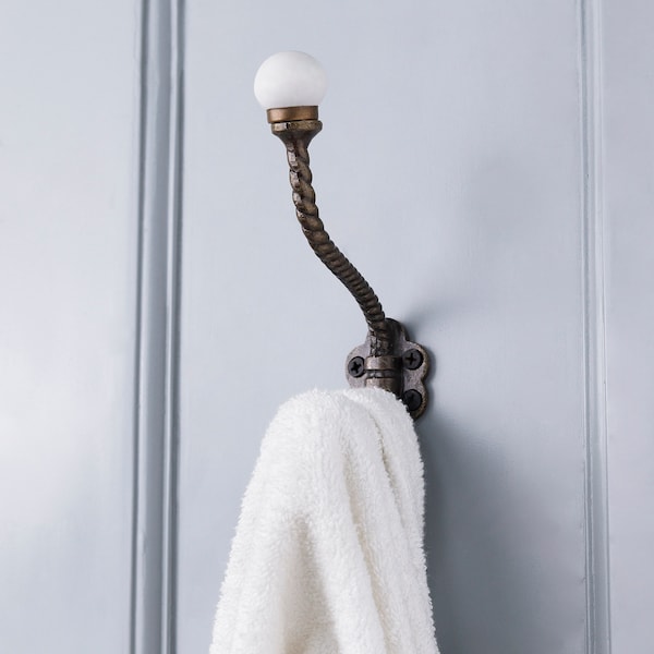 Double Prong White Decorative Coat Hooks Unique Coat Rack Wall Mount Ceramic Wall Hooks for Hanging Towel Holders Backpack Purse Hangers