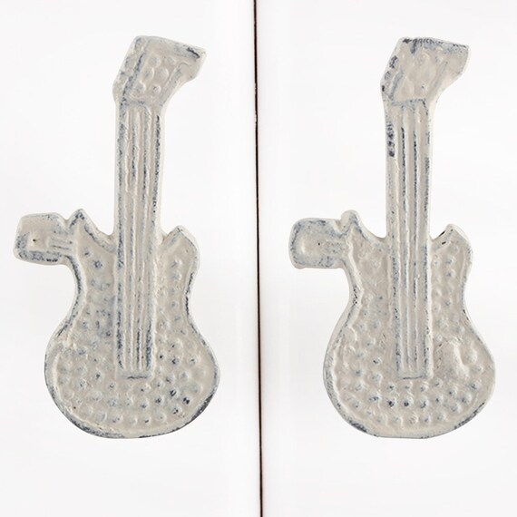 Handicraft Guitar Metal Antique Cream Artistic Drawer Knobs Etsy