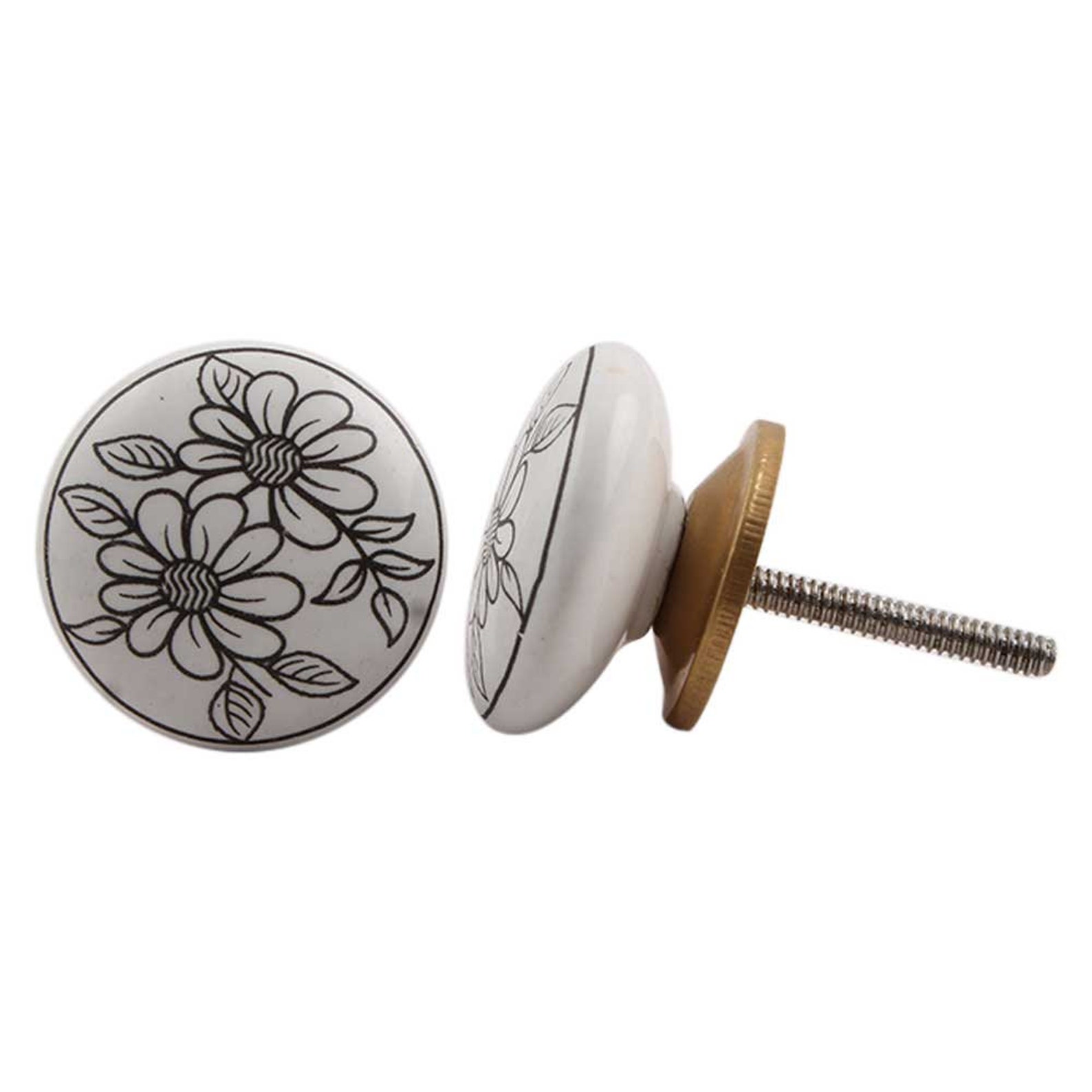 Artesanía Blanco Negro Girasol Plano Cerámico Artístico Cajón | Etsy