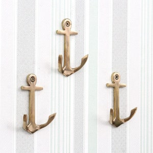 3 Pieces Anchor Hooks Nautical Hooks for Hanging Decorative Hooks Golden Coat Rack Gold Key Holder for Wall Vintage Towel Holder for Kids