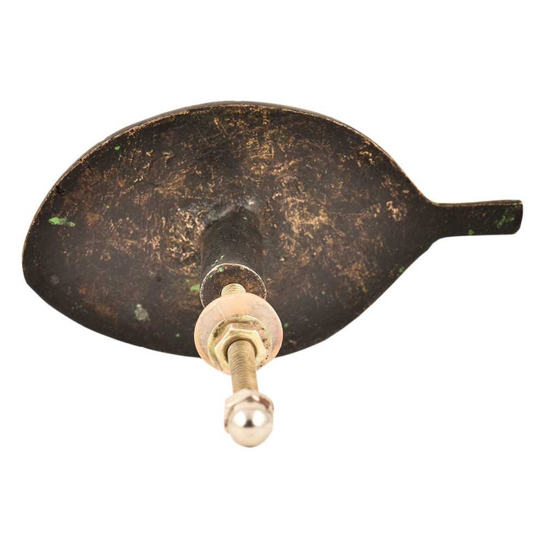 Handicraft Leaf Shape Brass with Green Patina Drawer Knobs Cabinet Dresser Pulls Vintage Wardrobe Handles Decorative Designer Handmade