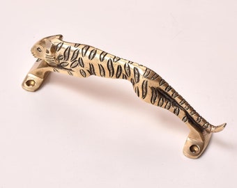 Handmade Brass Jaguar Golden Door Handles Drawer Vintage Wardrobe Handcrafted Cabinet Dresser Furniture Pulls