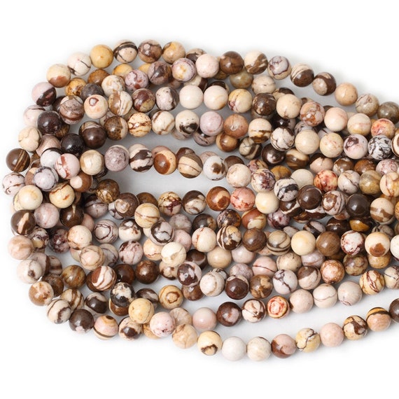 10MM RED ZEBRA JASPER GEMSTONE RED BROWN STRIPE ROUND 10MM LOOSE BEADS 7/"