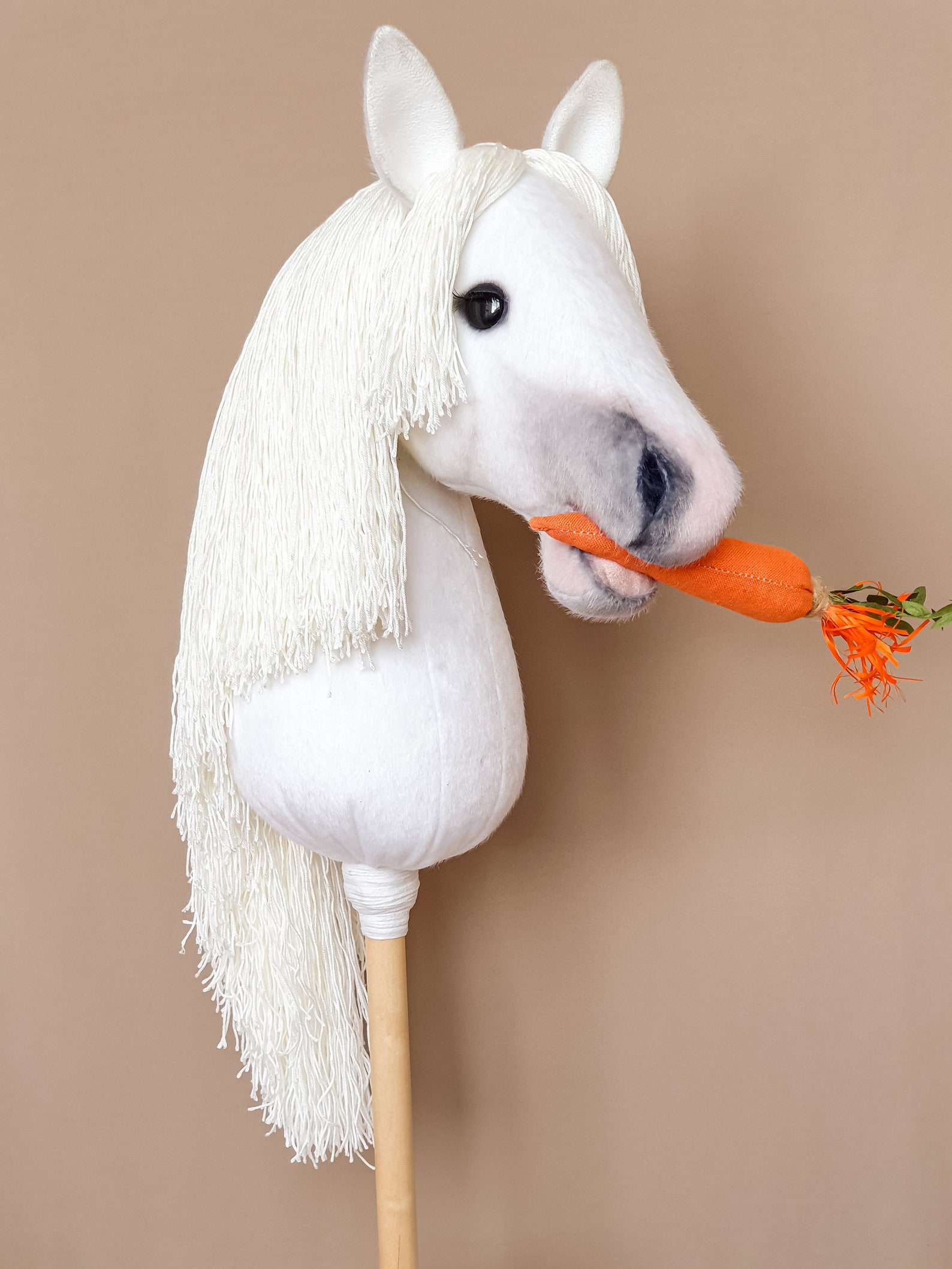 White hobby horse on a stick with BONUS box for hobby horsing Etsy