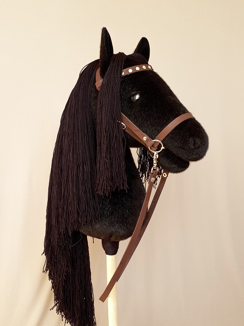 Black Stick Horse Head With Red Halter and Lead Rope for Hobby Etsy