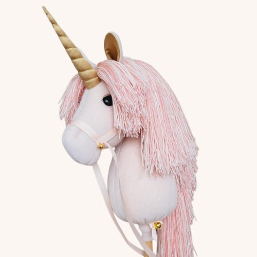 -Licorne sur bâton pour enfants de 3 à 6 ans | Licorne faite main pour faire semblant | Grande peluche licorne douce
