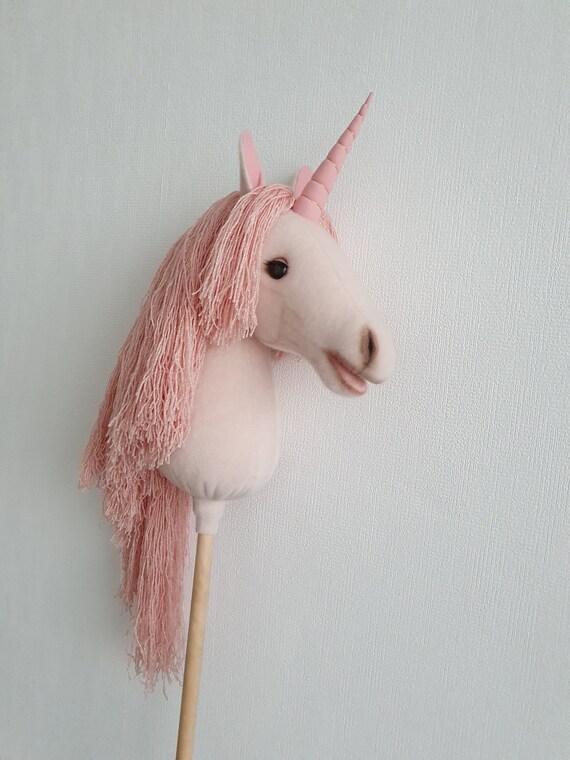 Unicorn on a Stick High With Leather Bridle, Comb, Brush for