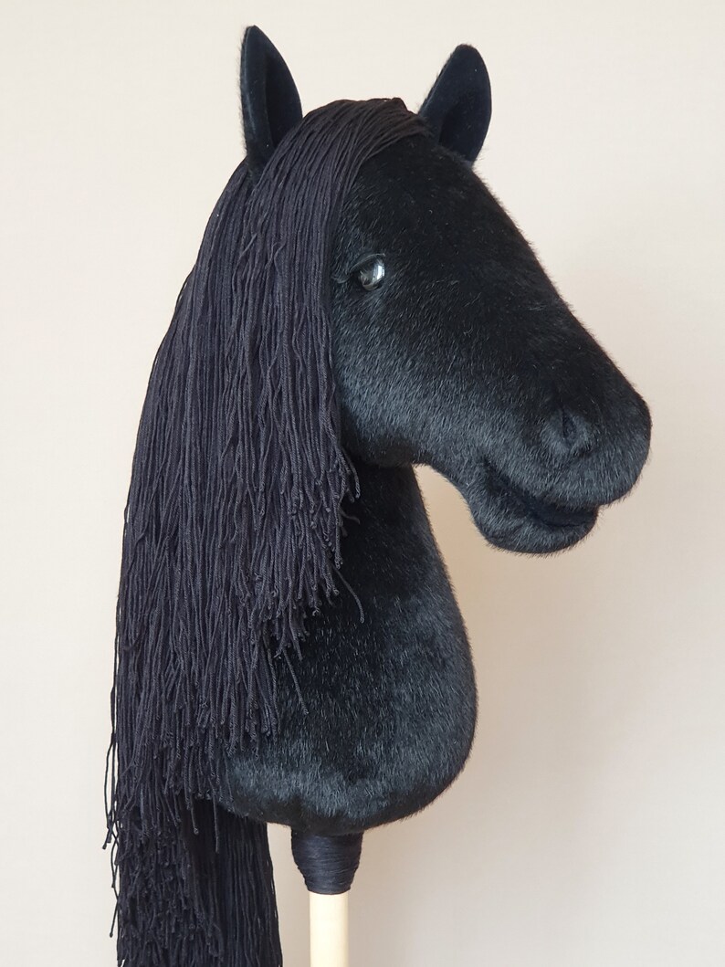 Black Stick Horse Head With Red Halter and Lead Rope for Hobby Etsy