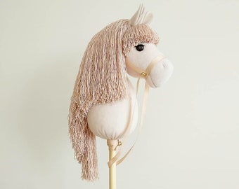 Handmade Hobby Horse Stick Toy for Kids Ages 1.5 to 7 – Plush Montessori Riding Horse – Pretend Play Gift for Toddlers Boys and Girls